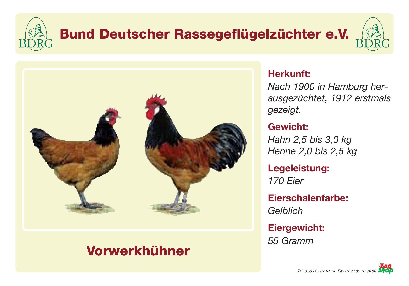 Rassetafel Vorwerkhühner
